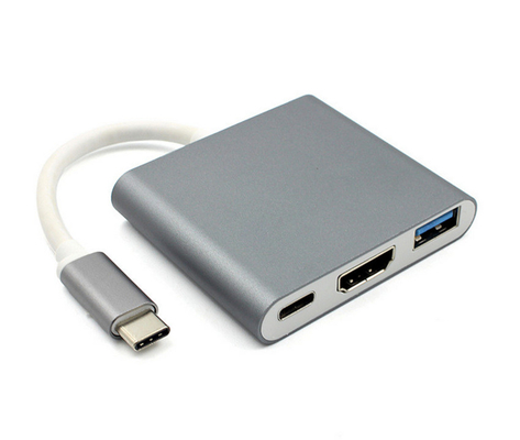 Tipo-c extensão do Usb de Displayport da estação de ancoragem do portátil de 3in1 para 4 monitores